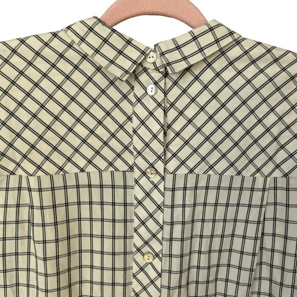 J Jill Womens Button Back Tunic Size MT Cream Plaid Clean Girl Twee Capsule NWT - Picture 7 of 13